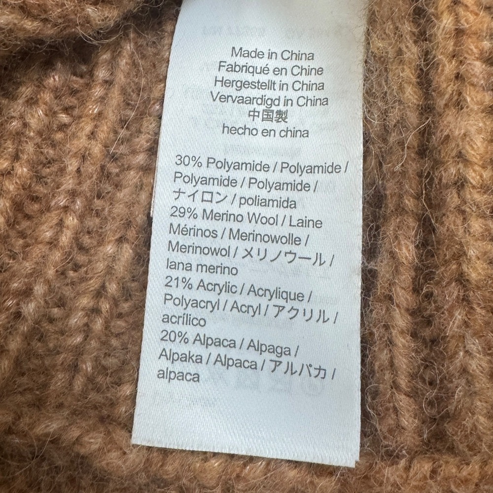 J.Crew Poncho Sweater Womens S/M Brown Merino Alpaca Wool Turtleneck Oversized - Picture 4 of 11